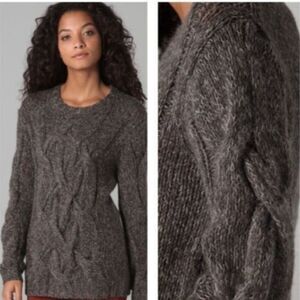 THEORY Bramsy Airmix Wool Mohair Cable Knit Sweater S Pullover Melange